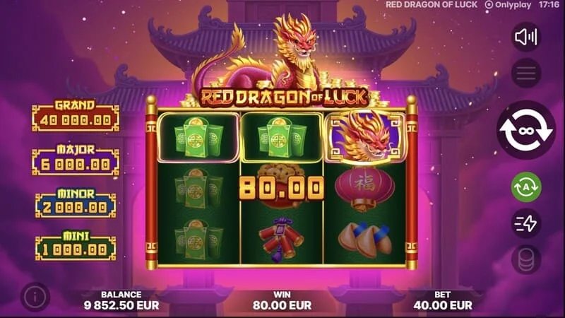 Red Dragon of Luck - symbole z wartościami pojawiające się w grze podstawowej